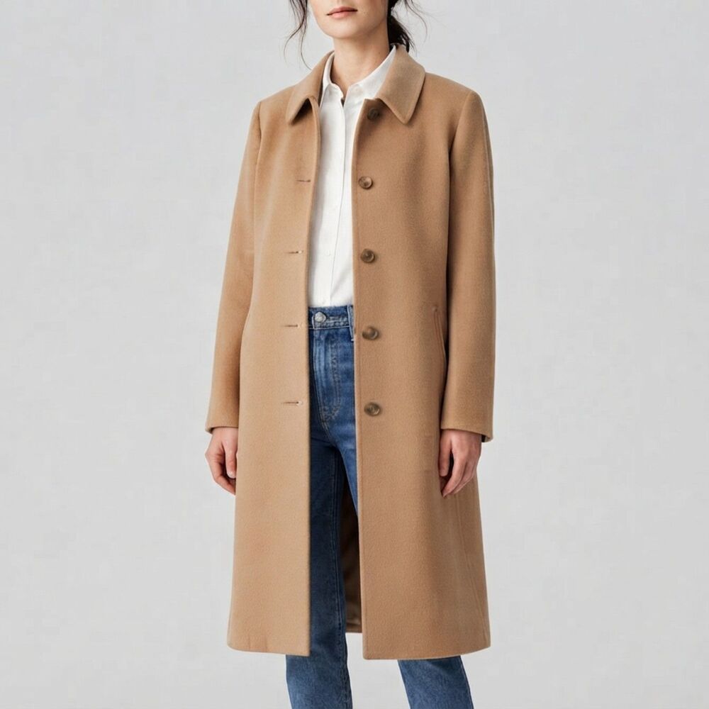 NEW Vintage Marvin Richards Camel Wool Cashmere Blend Long Trench Overcoat 14P